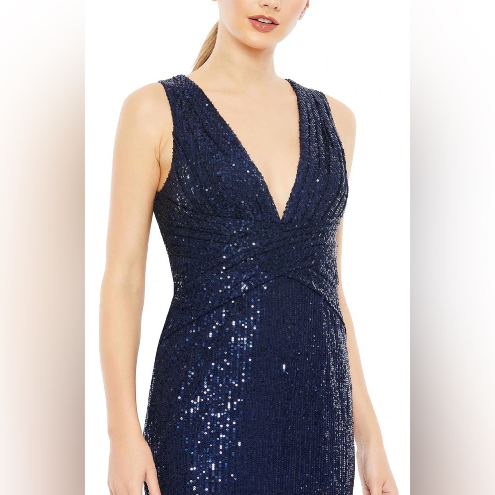 Mac Duggal Navy Sequin Dress